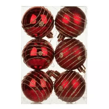 Новогодние шары красные (6 шт), d-6 см, AT-33095