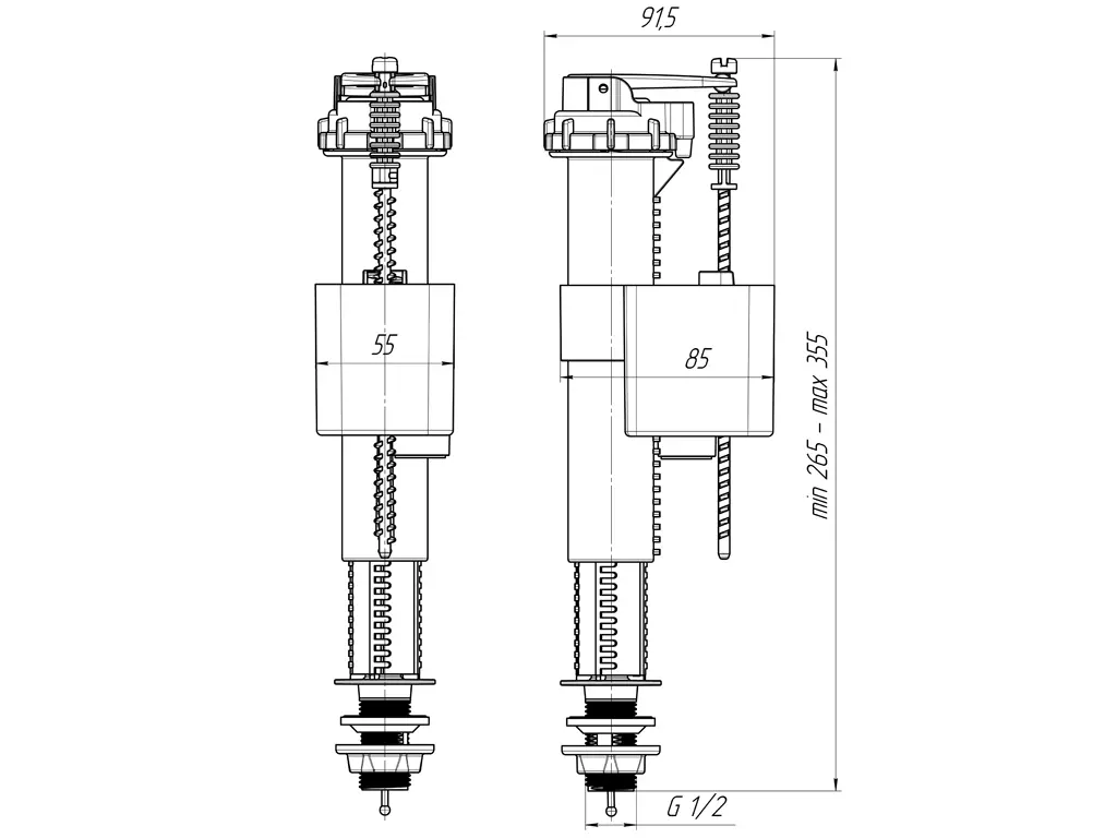 Заливной клапан для унитаза 1/2&quot;  нижний подвод АНИ Пласт WC5510