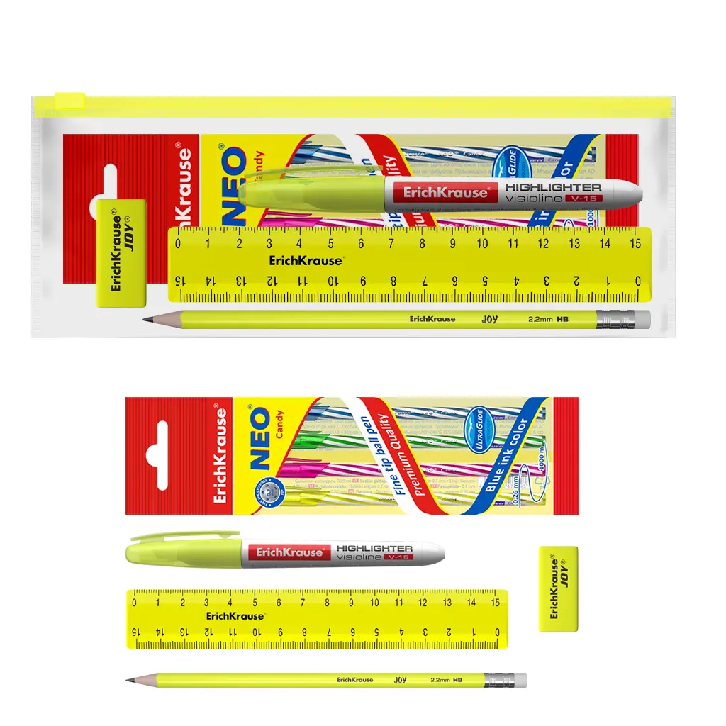 Набор в zip-пакете ErichKrause 54544 Neon Solid, желтый