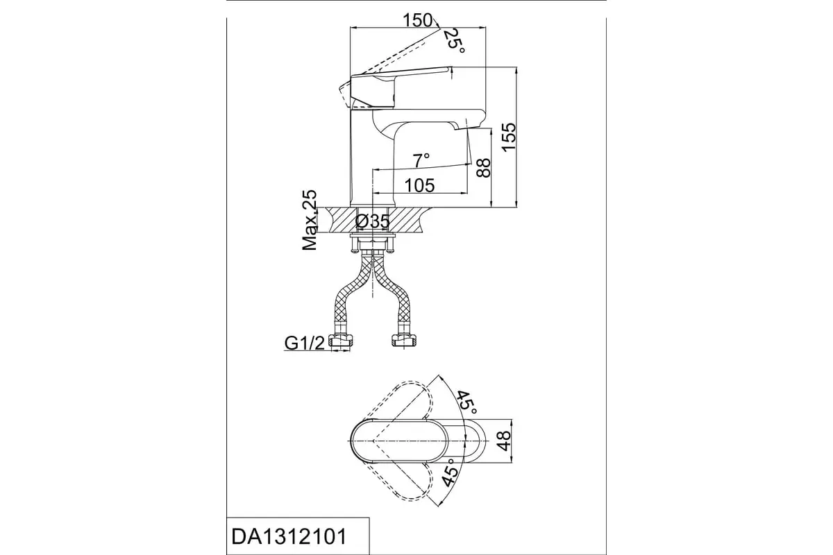 Смеситель для раковины, хром D&K DA1312101