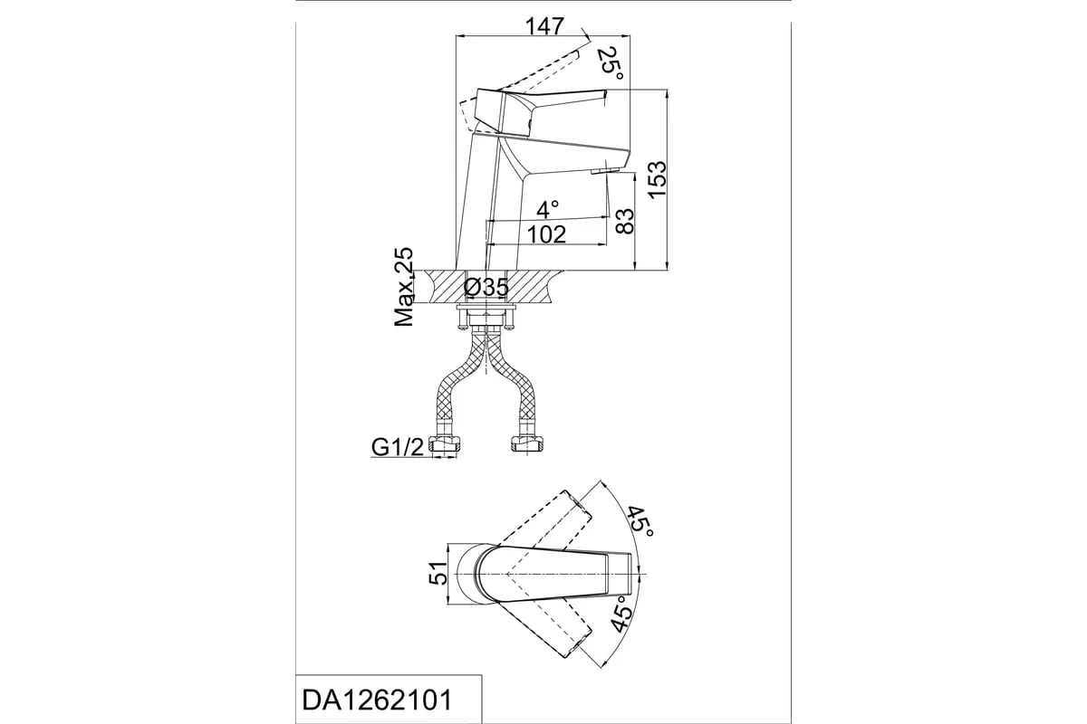 Смеситель для раковины, хром D&K Rhein MoselDA1262101