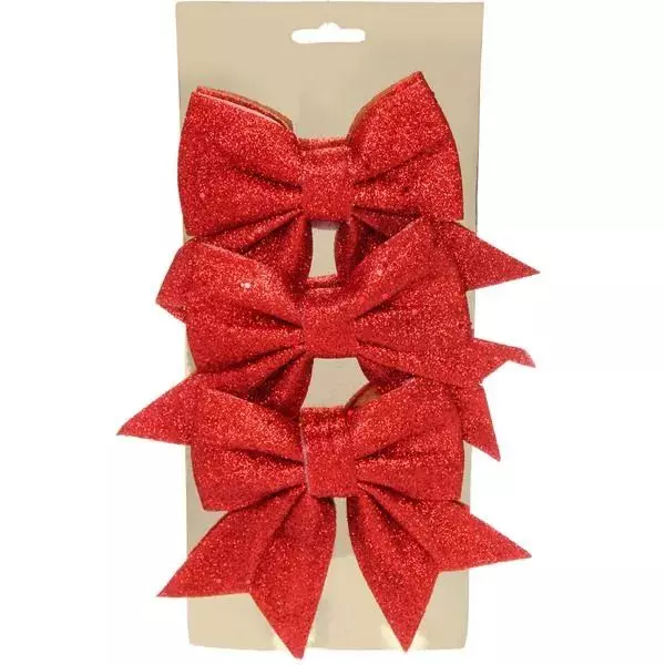 Бант на елку Яркий праздник 12*14 см (набор 3 шт), красный 185-0836