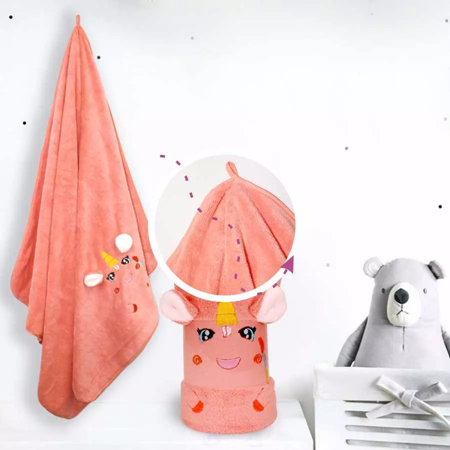 Детское полотенце микрофибра 35*75 см единорог розовое Bravo