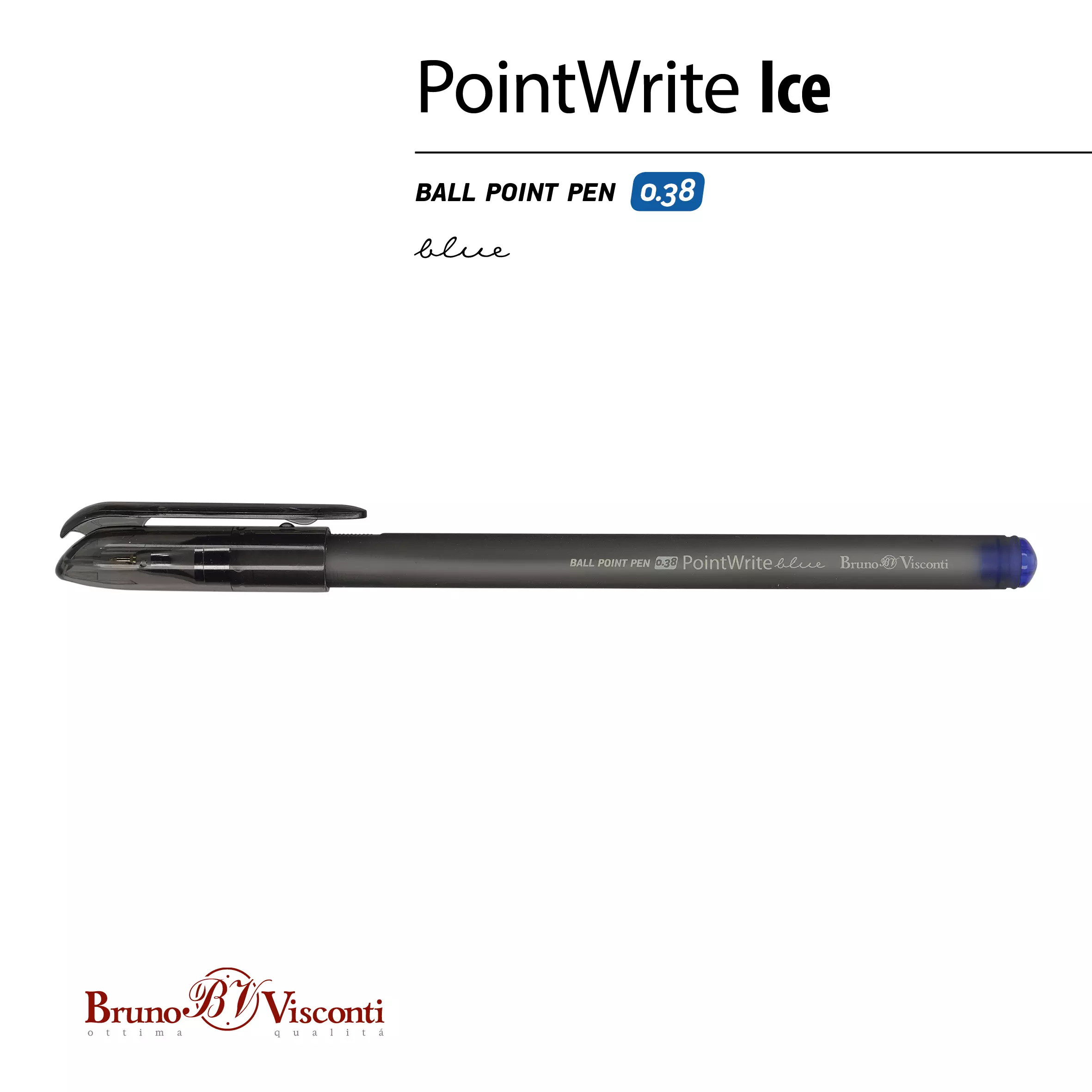 Ручка шариковая BrunoVisconti PointWrite Ice 0.38 ММ синяя