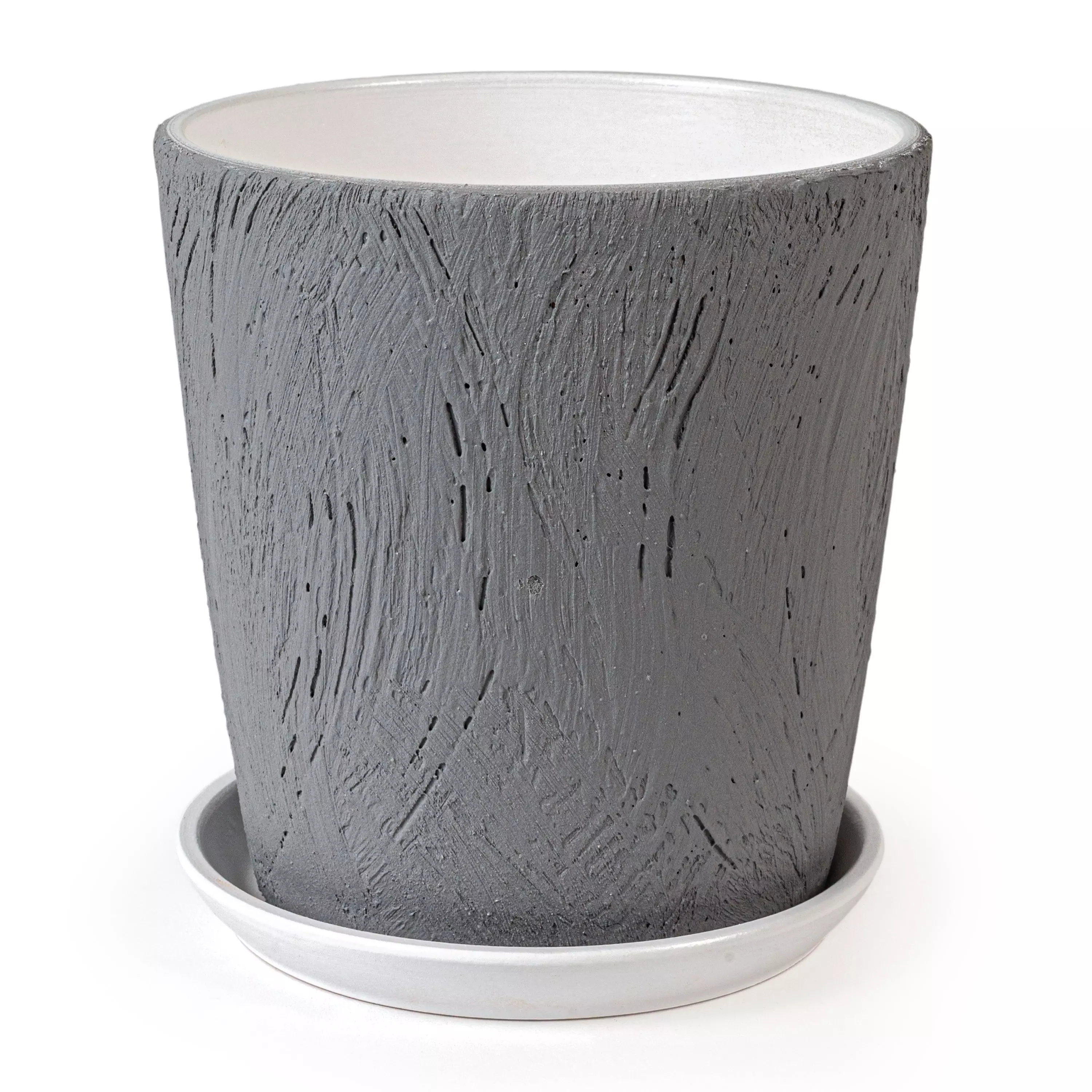 Керамический горшок  Конус Короед серый d-22 см 5,6 л