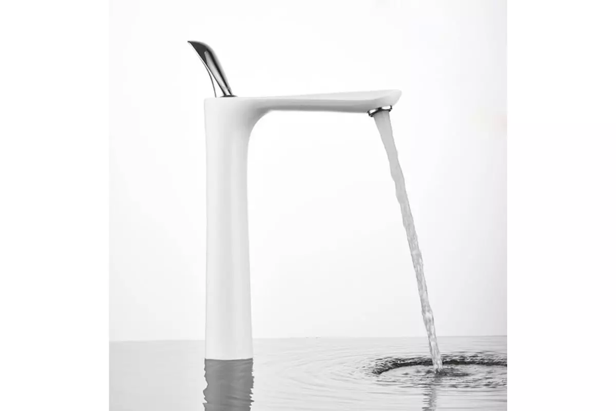 Смеситель для раковины высокий, белый/хром D&K Venice Baciano DA1032056