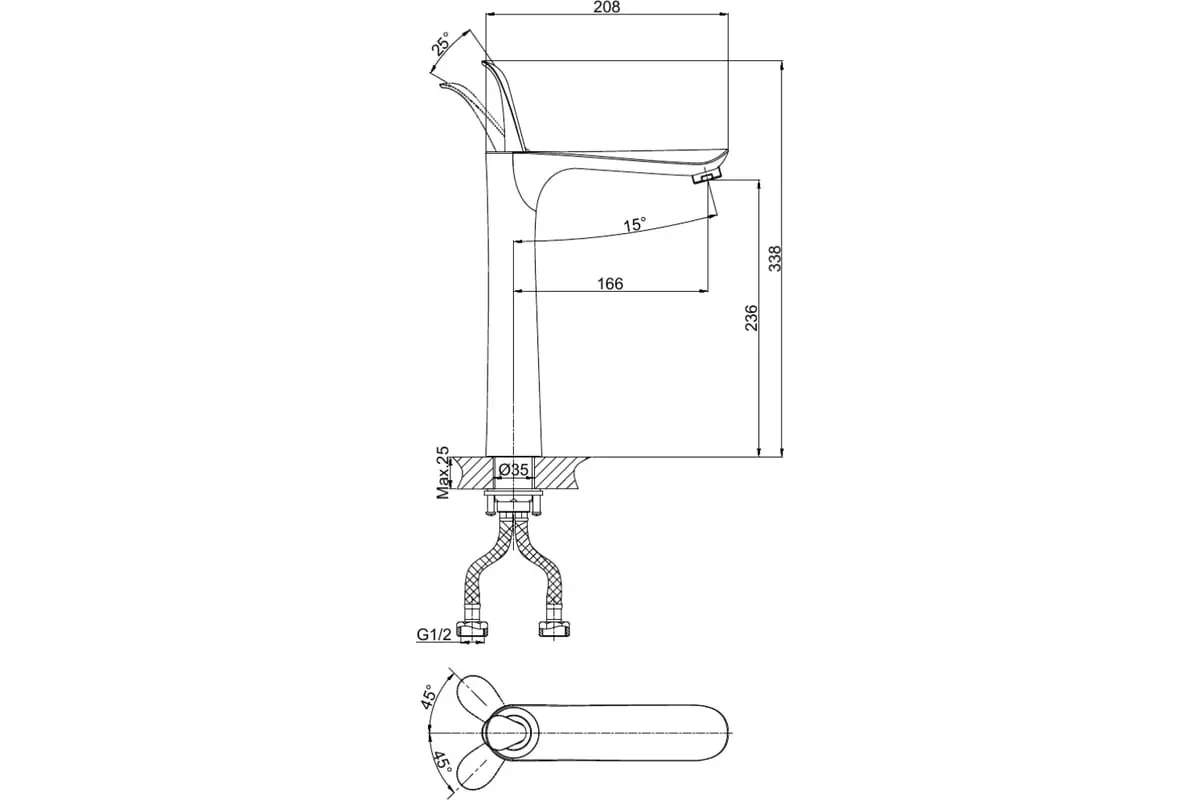 Смеситель для раковины высокий, белый/хром D&K Venice Baciano DA1032056