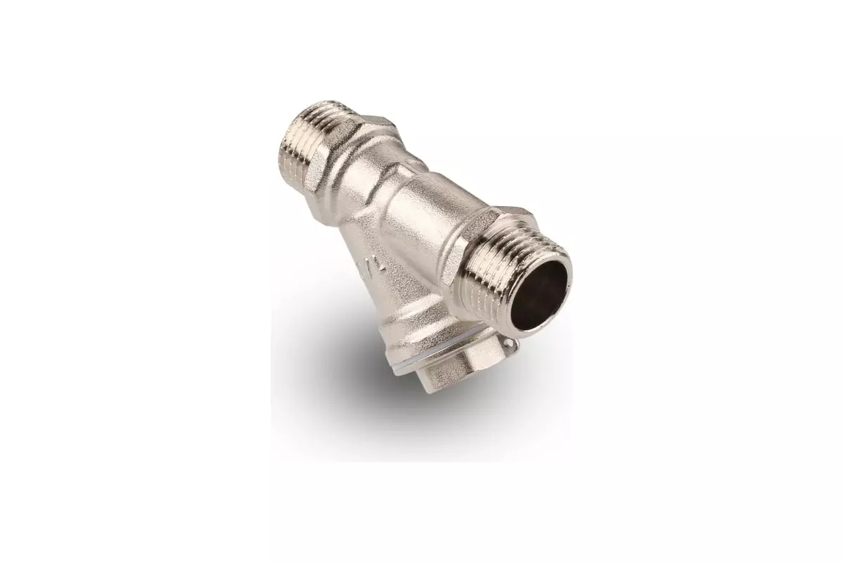 Фильтр грубой очистки воды косой сетчатый 1/2" НР/НР, никель, AQUALINK 03956