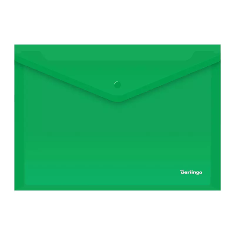 Папка-конверт на кнопке Berlingo, А4, 180мкм, зеленая AKk_04104