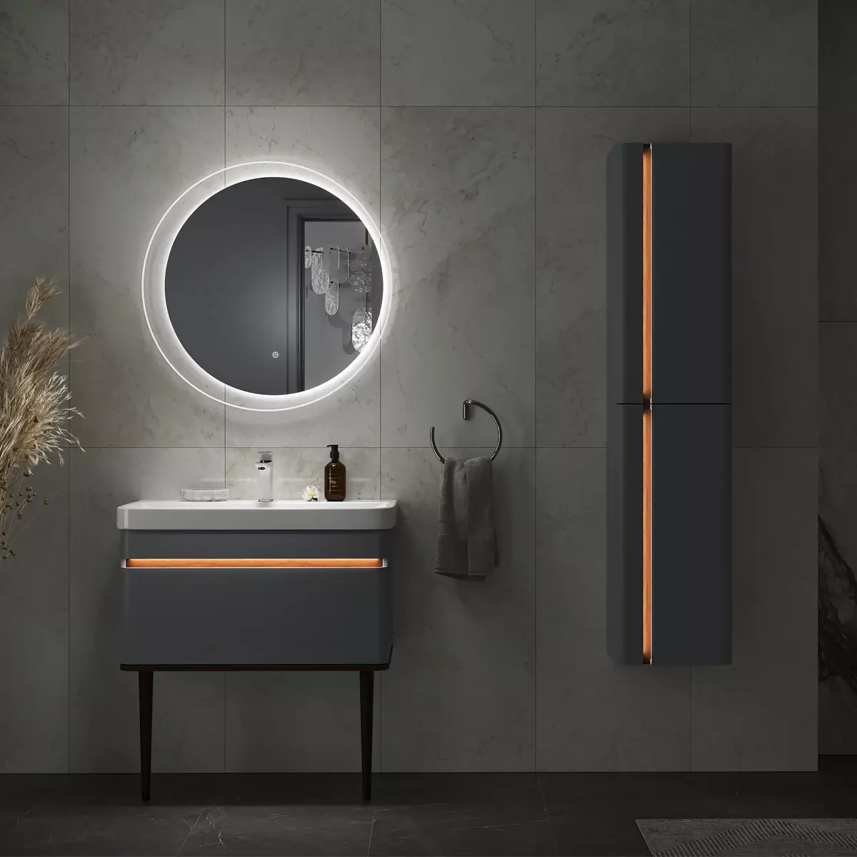 Шкаф-пенал подвесной 36х160 см EQUIL Elegante 36.R Мэйджик/Дуб голиано, ppELGNT36.R-24.26