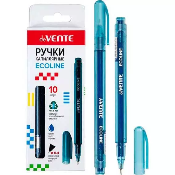 Ручка капиллярная deVENTE. Ecoline d=0,4 мм, круглый корпус, синяя, 5060300