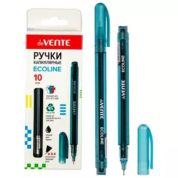 Ручка капиллярная deVENTE. Ecoline d=0,4 мм, круглый корпус, черная, 5060301