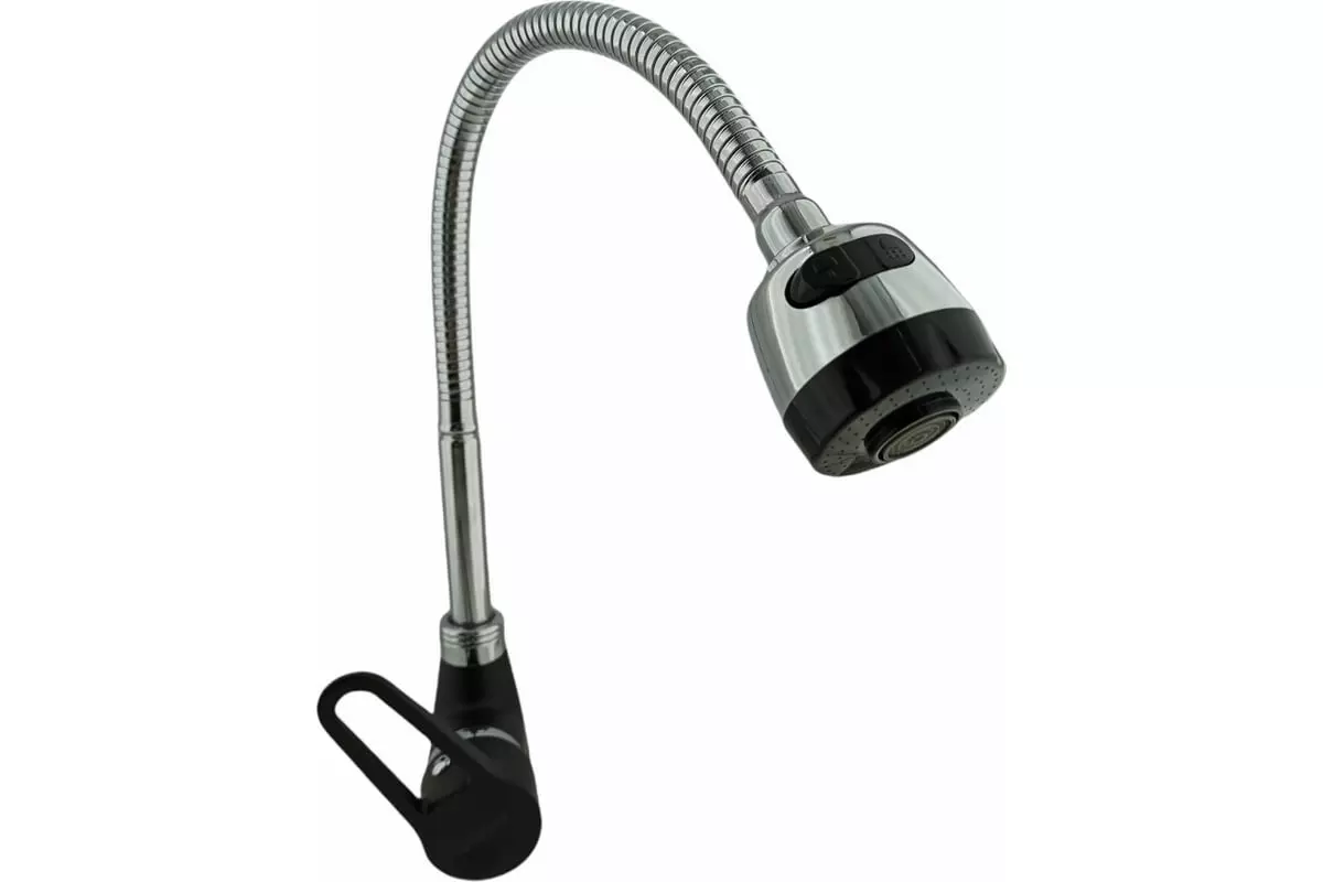 Смеситель для кухни, гибкий излив, черный/хром, Rainsberg R0613HF-8, силумин