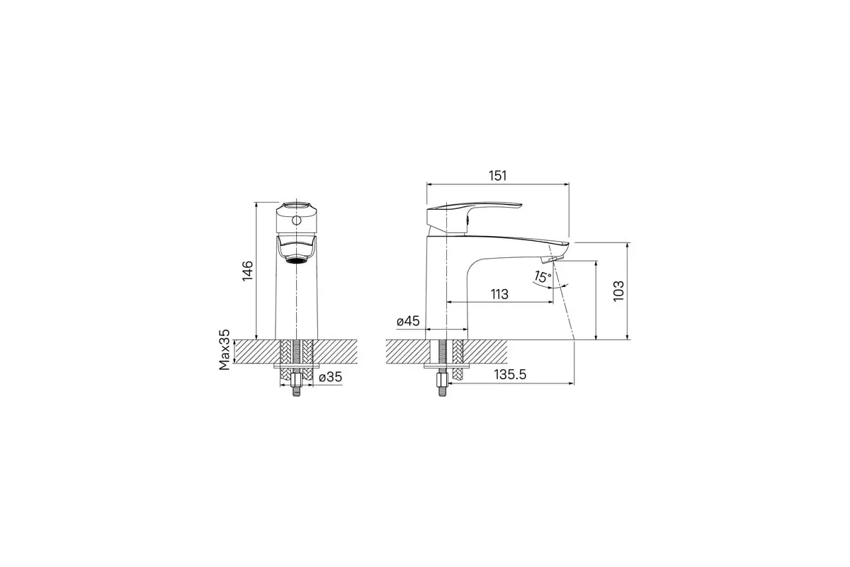 Смеситель для раковины, хром Iddis Ray RAYSB00i01, латунь
