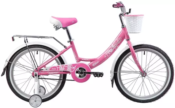 Велосипед NOVATRACK 20&quot;, GIRLISH line,розовый,  алюм.рама., тормоз нож, крылья и багажник