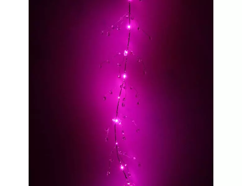 Гирлянда на батарейках Сверкающие хрусталики 1,5 м 18 ламп розовый 183-0002