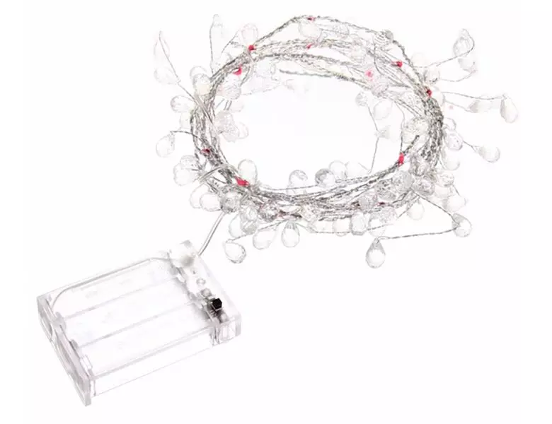 Гирлянда на батарейках Сверкающие хрусталики 1,5 м 18 ламп розовый 183-0002