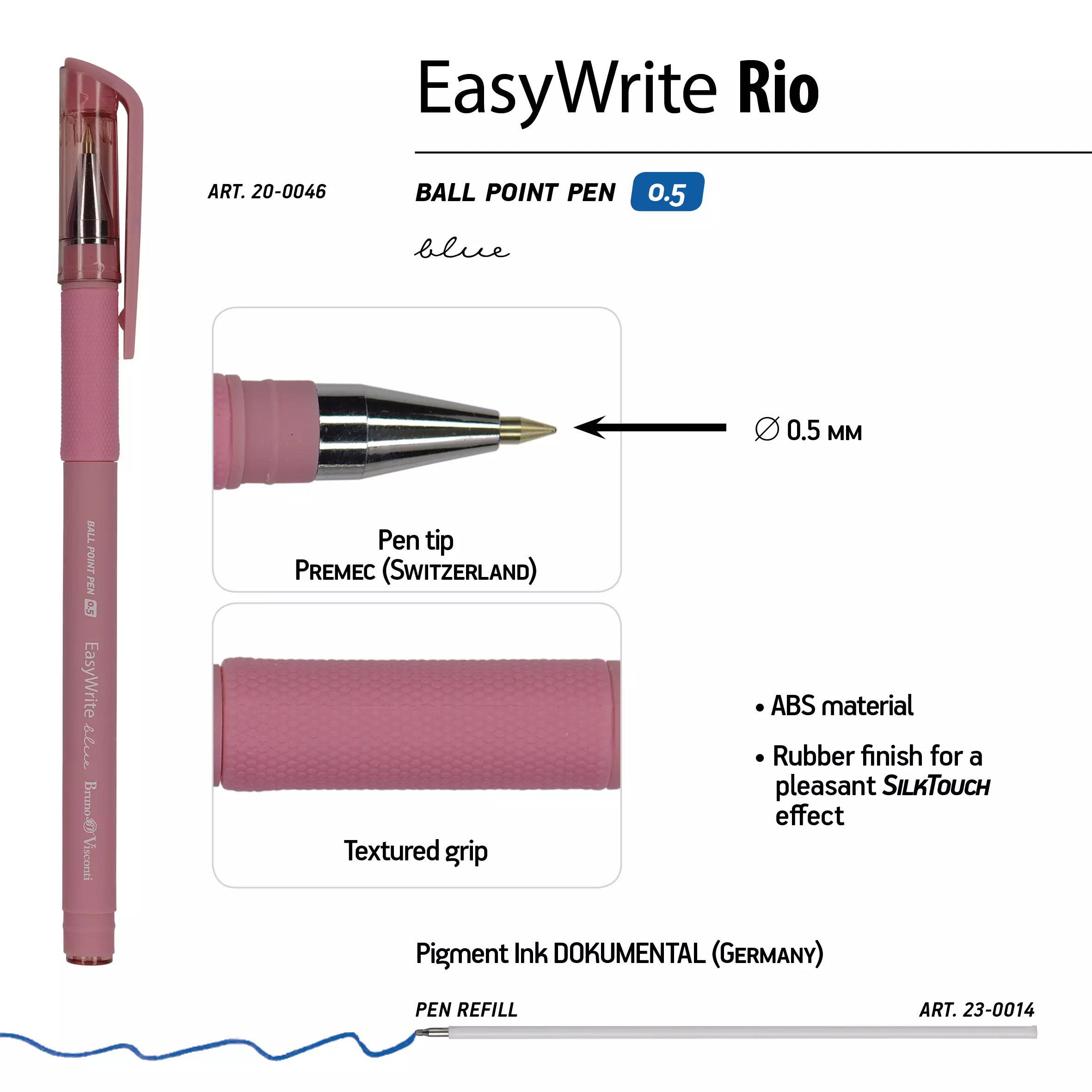 Ручка шариковая BrunoVisconti EasyWrite.RIO 0.5 мм чернила синие (3 цвета корпуса)