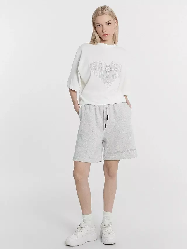 Шорты женские Mark Formelle 132359-1 серый меланж + печать, р-р 164/170-106 (50 / XL)