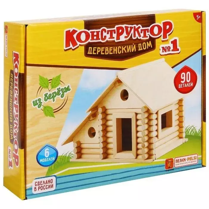 Деревянный конструктор Деревенский дом №1 (90 элементов) 6 моделей К705