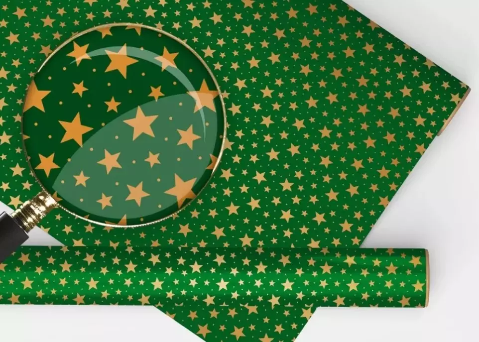 Упаковочная бумага звездочки на зеленом фоне 15.11.02406