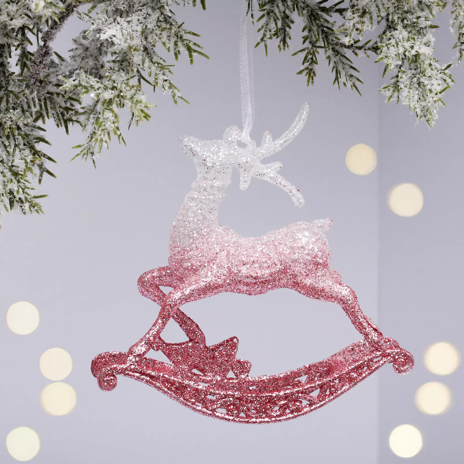 Елочное украшение Волшебное копытце 11х11 см белый/розовый 916-2072