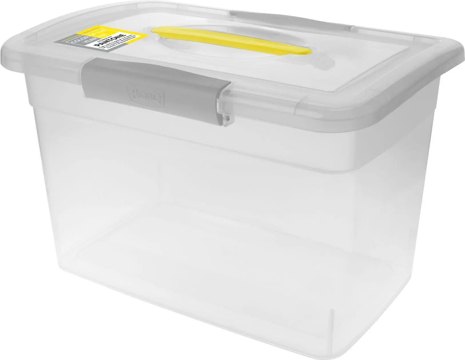 Ящик для хранения Laconic пластиковый прозрачный с защелками и ручкой 14 л желтый/серый BQ2525ЖТСЕР