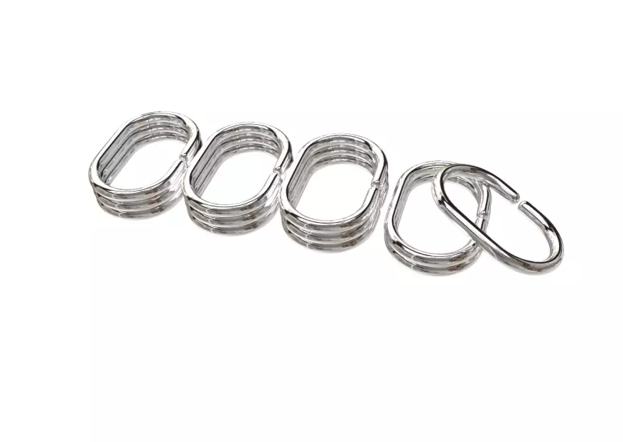 Кольца для штор в ванную овальные, хромированный пластик (комплект 12 шт.) FORA К14