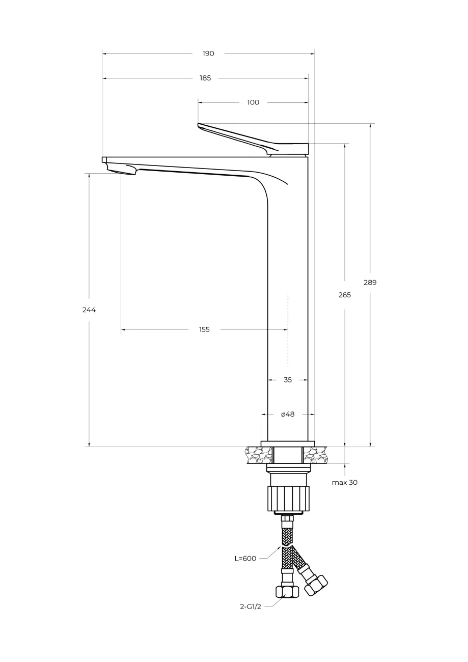 Смеситель для раковины высокий, хром BelBagno UNIQUE-LMC-CRM-W0