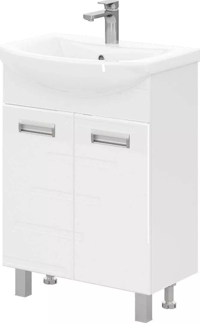 Тумба с раковиной напольная 60 см VOLNA Joli/Джоли Т6 белый с дверками + рак. Балтика 60, tnJOLI60.2D-01