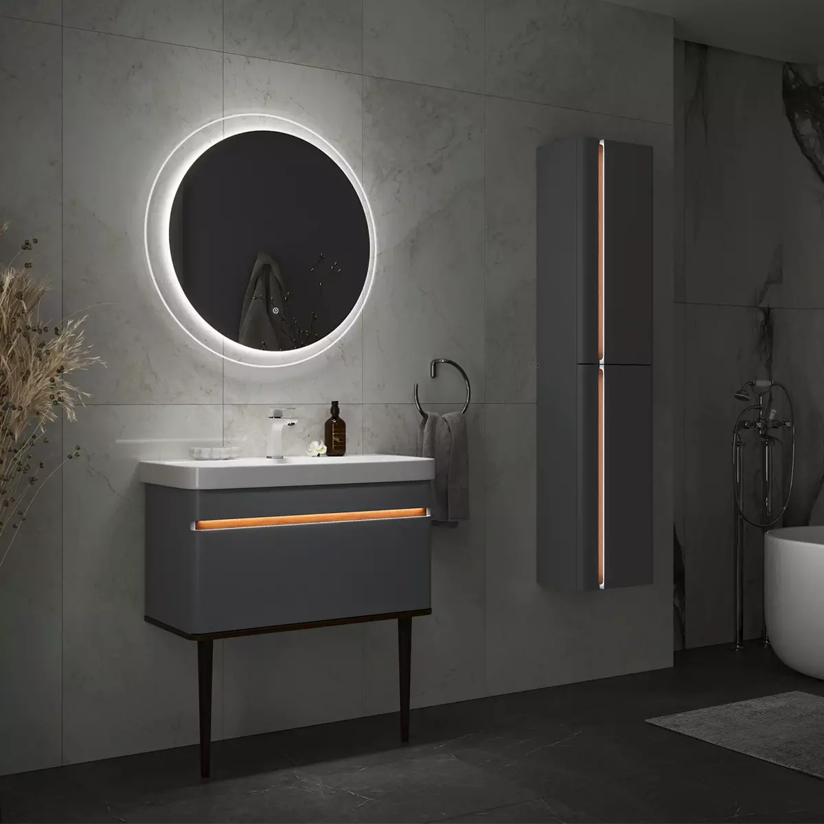 Шкаф-пенал подвесной 36х160 см EQUIL Elegante 36.R Мэйджик/Дуб голиано, ppELGNT36.R-24.26