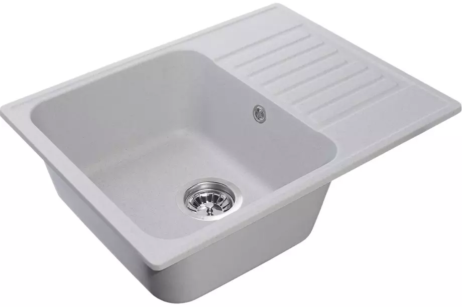 Кварцевая мойка для кухни 62х48х20 см Reflexion Prima RF0460GR серый, прямоугольная с крылом