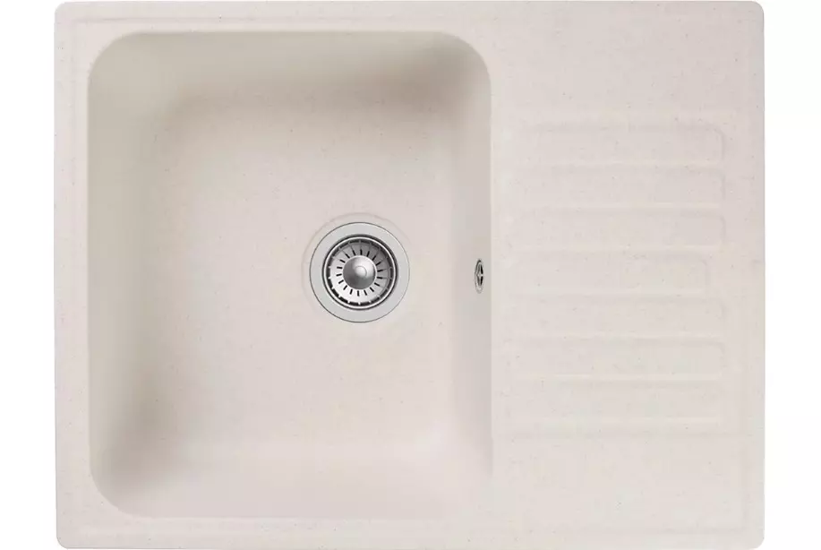 Кварцевая мойка для кухни 62х48х20 см Reflexion Prima RF0460WH белый, прямоугольная с крылом