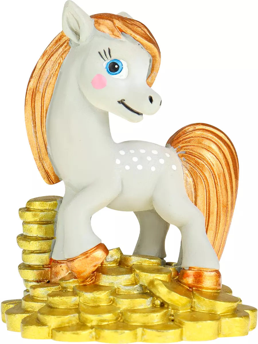Новогодняя фигурка из полирезины Пони в монетках 7 см НУ-2569