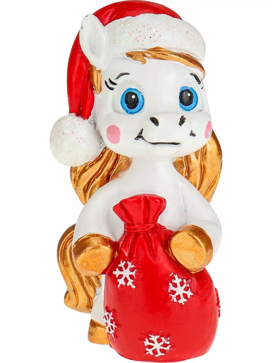 Новогодняя фигурка из полирезины Пони с мешочком 7 см НУ-2571