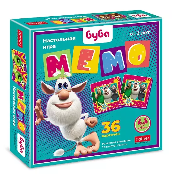 Настольная игра Мемо для детей 36 карточек Hatber Буба 084768