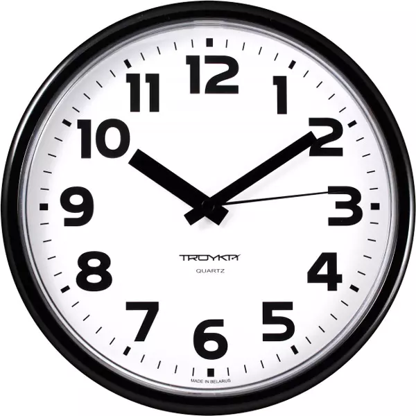 Часы настенные 230мм пластик черные TroykaTime 91900945