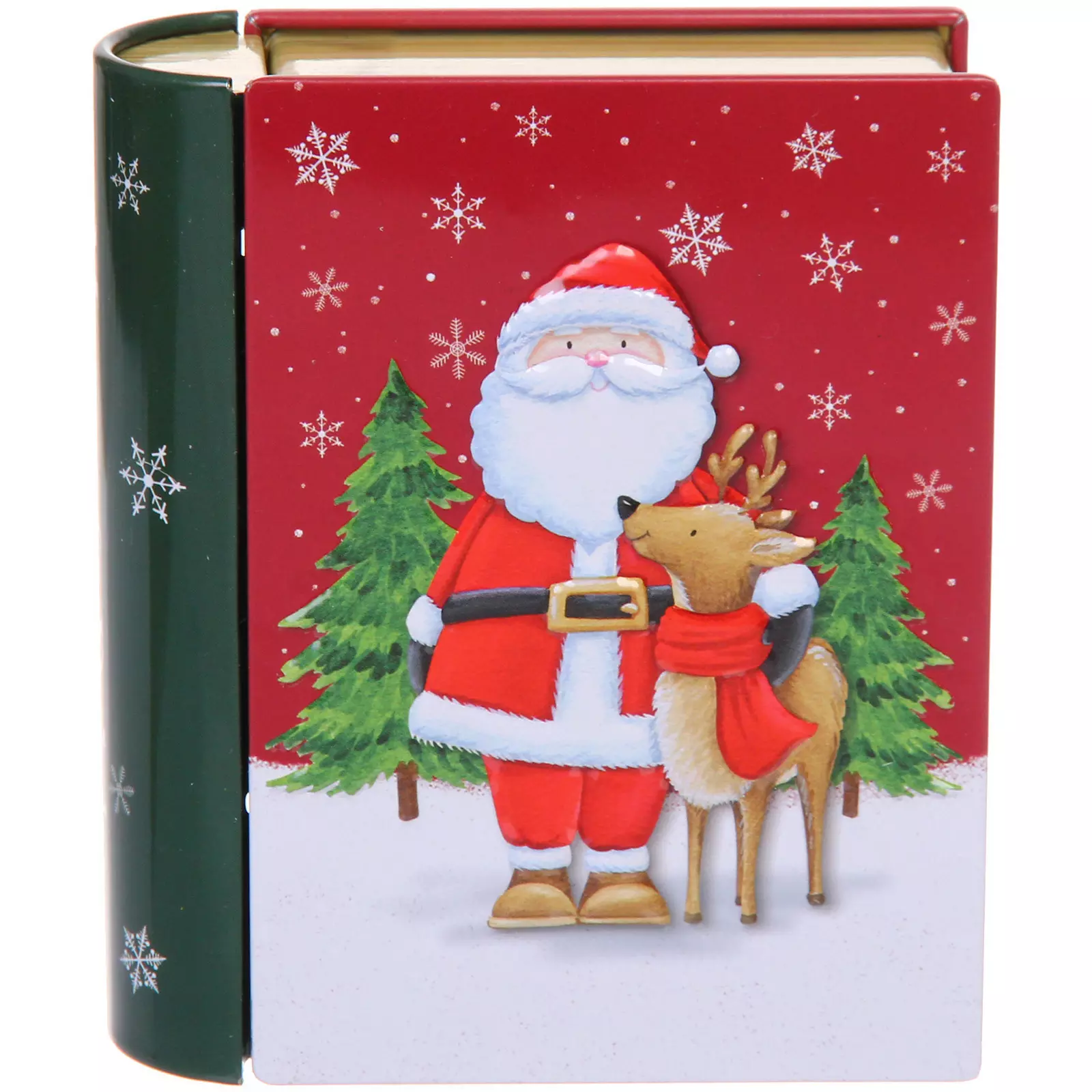 Банка жестяная Книга 12хх10х3,8 см Дед Мороз с оленем 894-422