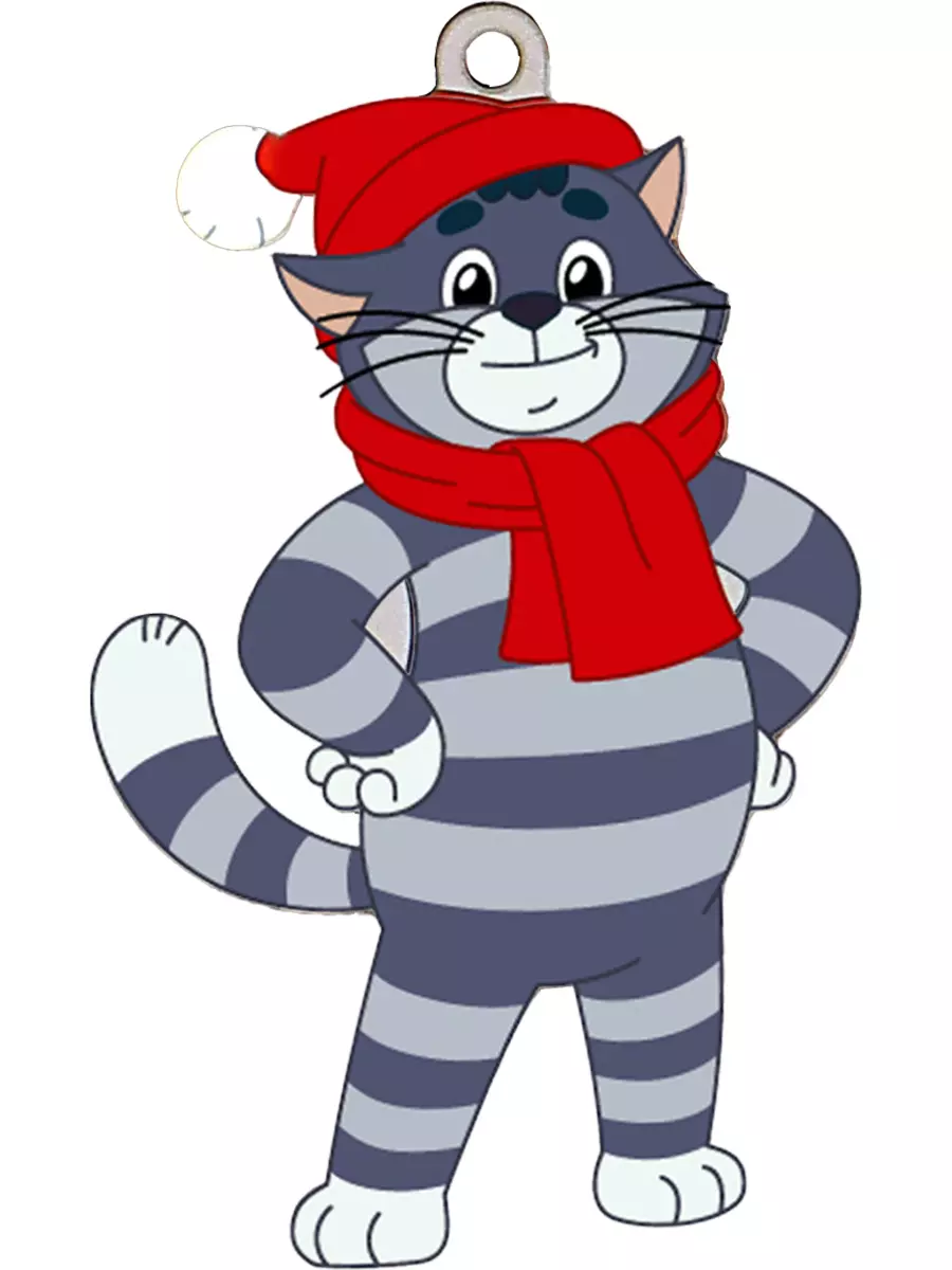 Елочное украшение из дерева Простоквашино Полосатый кот 8 см НУ-2962