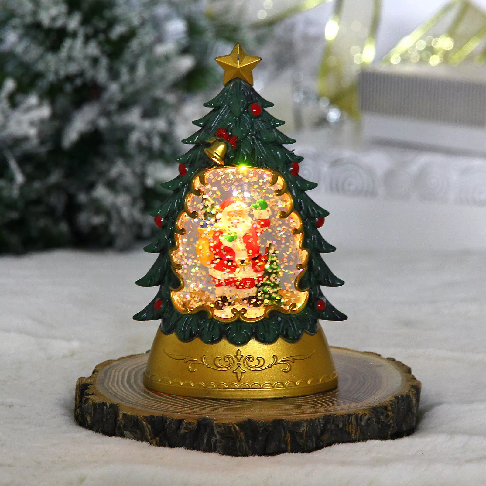 Сувенир с подсветкой Лесная загадка-Дед Мороз 9х5х15 см 700-0647