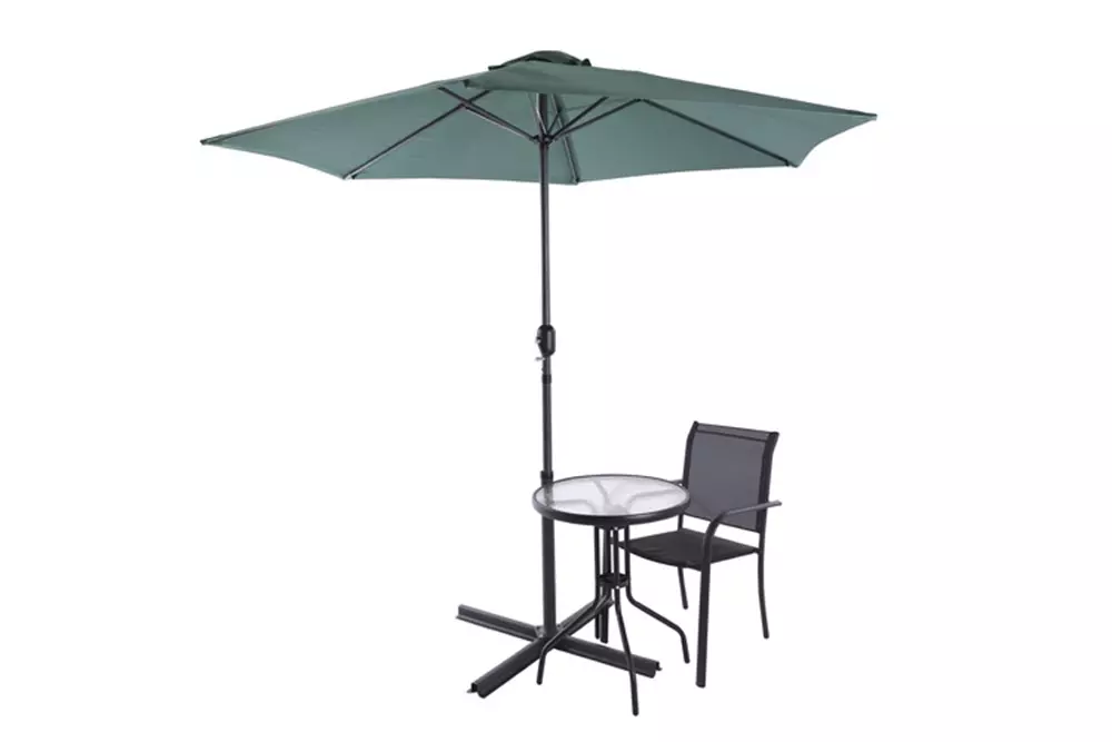 Зонт садовый без наклона с рукояткой Dia2.7хH2м, Сталь 38 мм, 6 стальных спиц 12x18 мм зеленый 