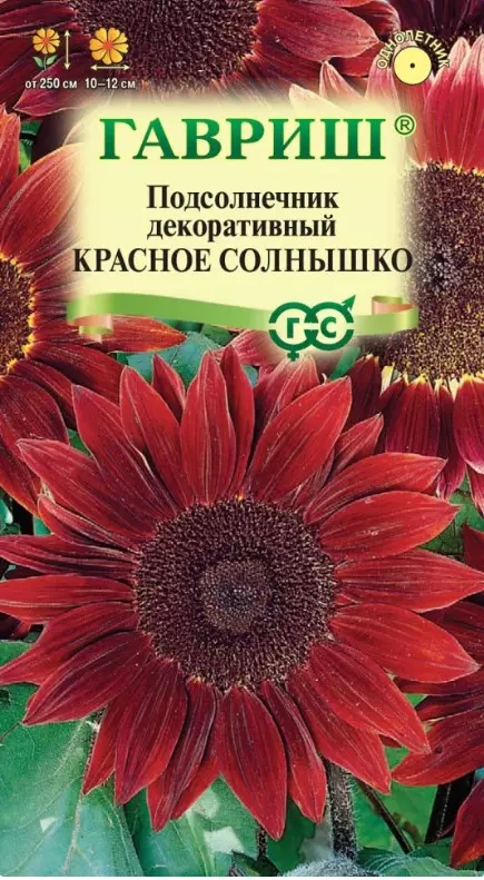 Семена цветов Подсолнечник декоративный Красное солнышко, ГАВРИШ 0,5 г ц/п