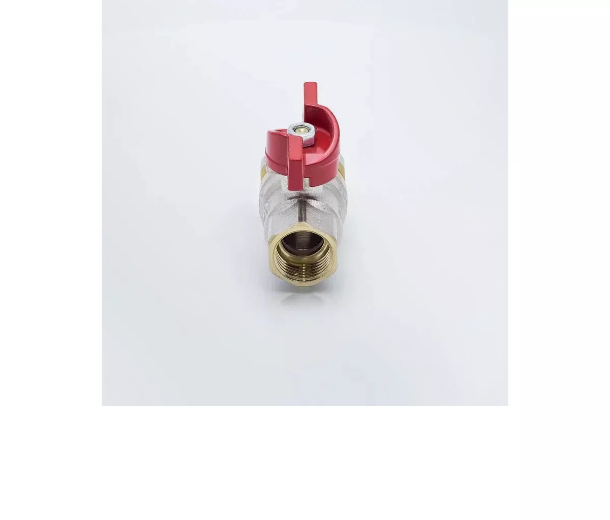 Кран шаровой полнопроходной 3/4" ВР/американка, никель, бабочка красная, Aquasfera 1007-02