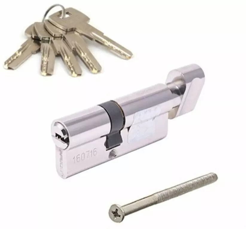 Цилиндровый механизм Apecs SM-70(30/40C) ключ/завертка, хром/никель