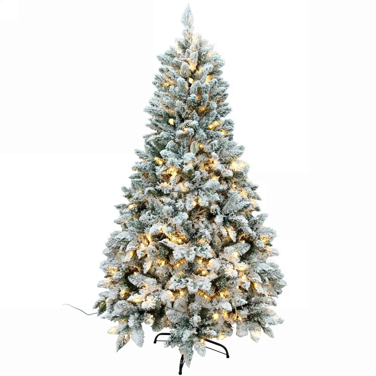 Елка Снежные огни 210 см ПВХ с белым напылением 310 ламп LED (1222 веток) 184-0133