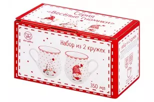 Набор 2 кружек 350 мл, фарфор, бочонок, &quot;Весёлые гномики&quot; 11,5х9х9,5 см, 540708