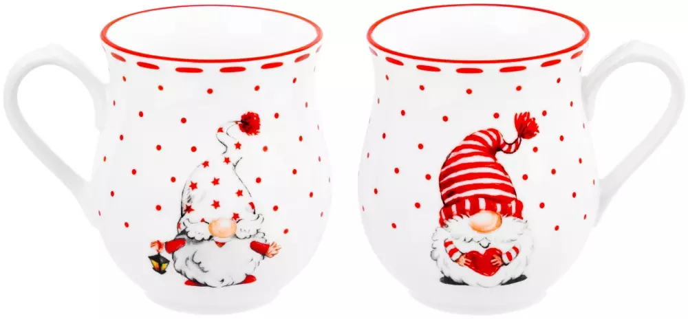 Набор 2 кружек 350 мл, фарфор, бочонок, &quot;Весёлые гномики&quot; 11,5х9х9,5 см, 540708