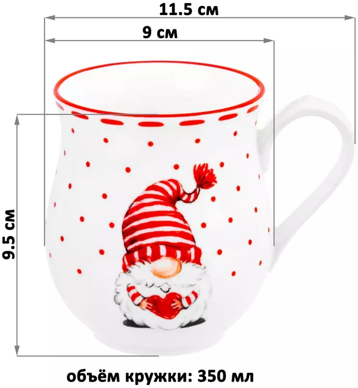 Набор 2 кружек 350 мл, фарфор, бочонок, &quot;Весёлые гномики&quot; 11,5х9х9,5 см, 540708