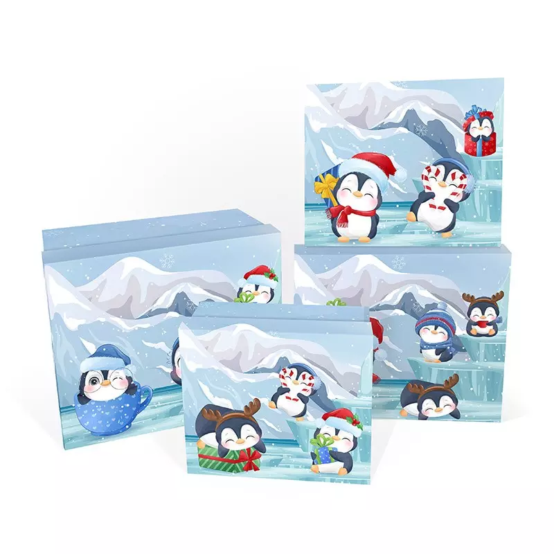 Подарочная коробка Пингвин ПАТИ 190х150х90 (прямоугольник, голубой)
