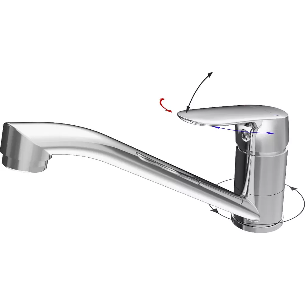 Смеситель для кухни, средний излив 21,5 см, хром, TOKITO TOK-TAK-1012, латунь